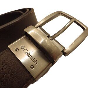 Columbia Coated Leather Belt/ Dark Brown/ Pewter Color Buckle/ 1.5" Wide